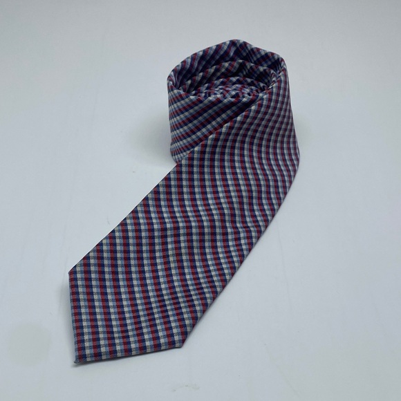 Wembley Classic Red and Blue Plaid Tie - Picture 5 of 6